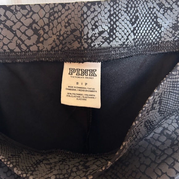 PINK-animal print black leggings- full length - Picture 3 of 4